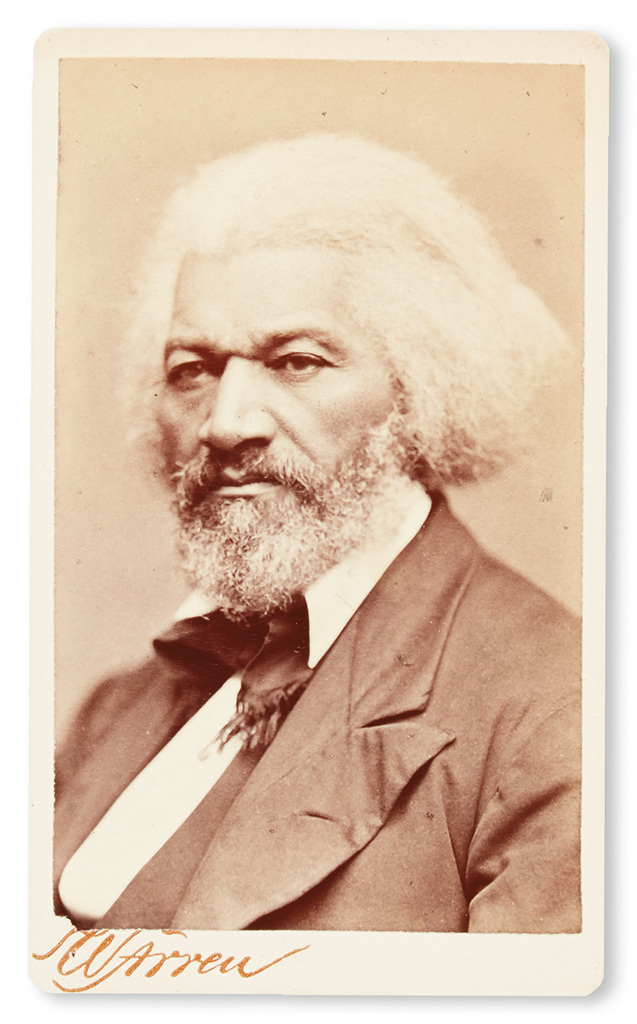 (SLAVERY AND ABOLITION.) DOUGLASS, FREDERICK. Carte-de-visite photograph of the great statesman, orator and writer.
